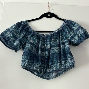 Love shack fancy blue crop top